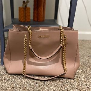 Michael Kors Leather Shoulder Bag- Mauve